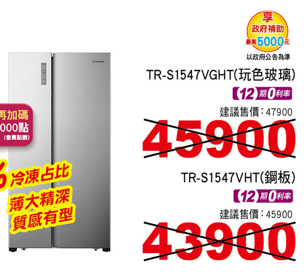 大同變頻雙門冰箱610L