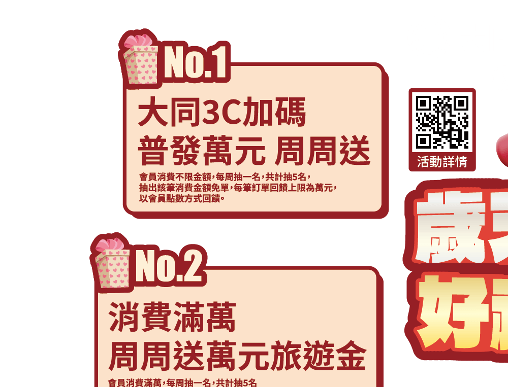 歲末酬賓 好禮五重送