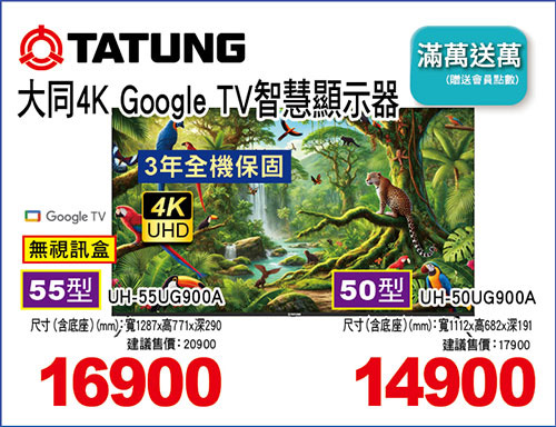大同4K Google TV顯示器(無視訊盒)