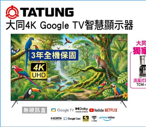 大同4K Google TV顯示器(無視訊盒)