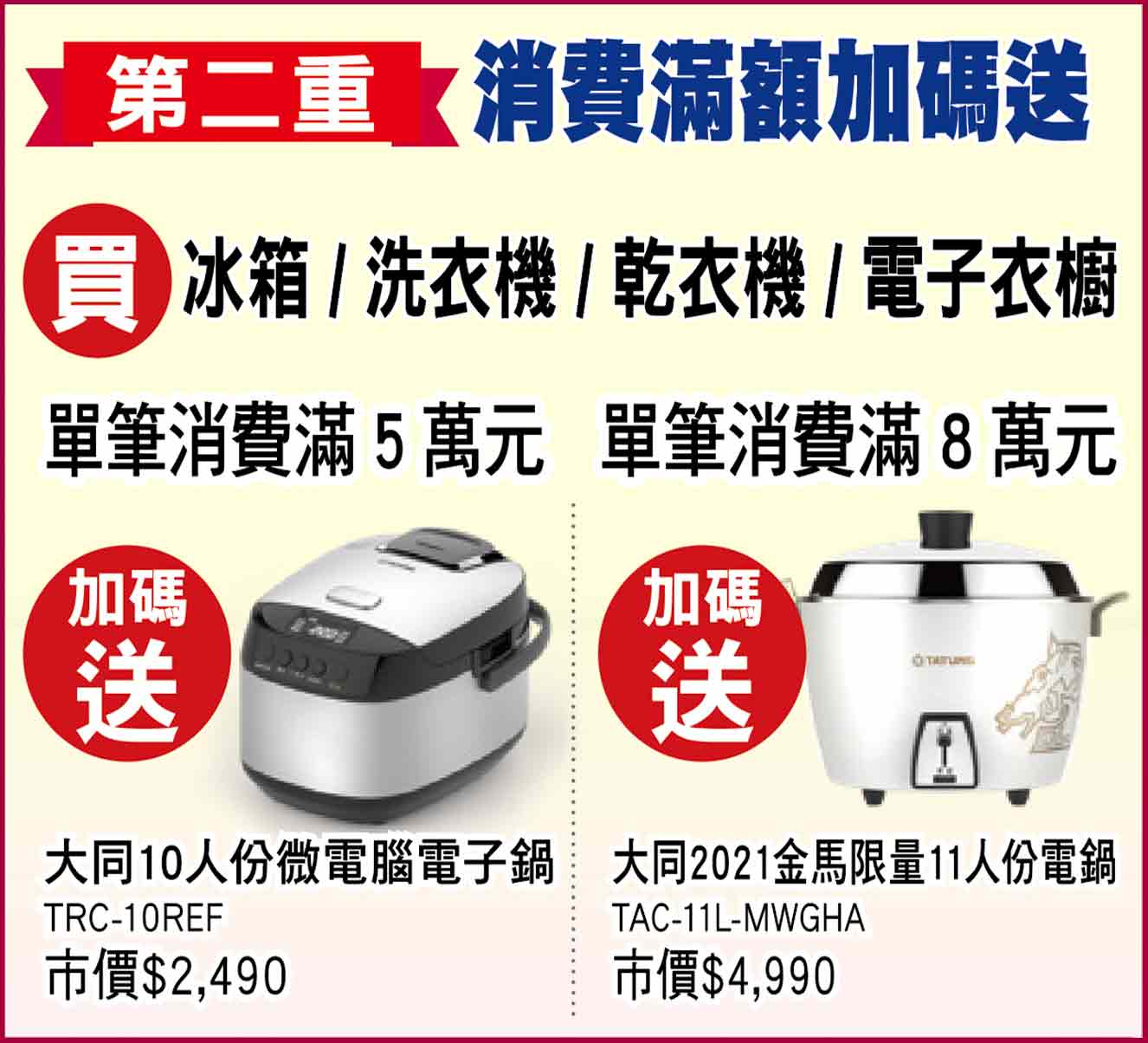 第二重消費滿額加碼送