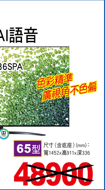 樂金一奈米4KAI語音物聯網電視65