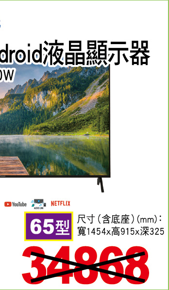 國際4K六原色Android液晶顯示器65型