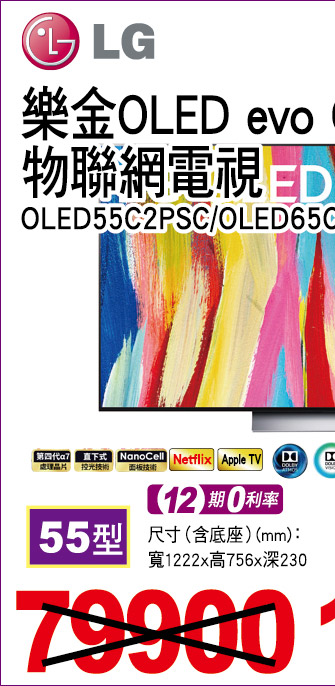 樂金OLEDevoC24KAI物聯網電視55型