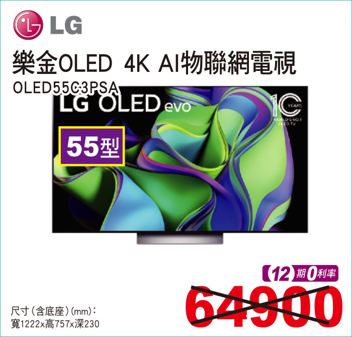 樂金OLED4KAI物聯網電視55