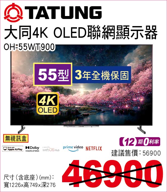 大同4KOLED聯網顯示器55