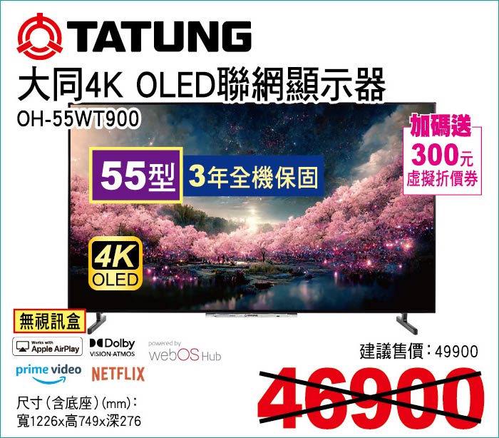 大同4KOLED聯網顯示器55