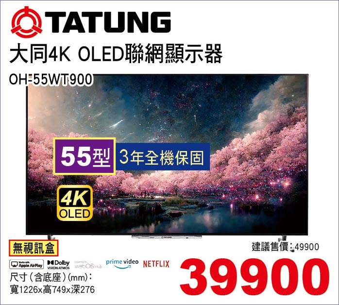 大同4KOLED聯網顯示器55