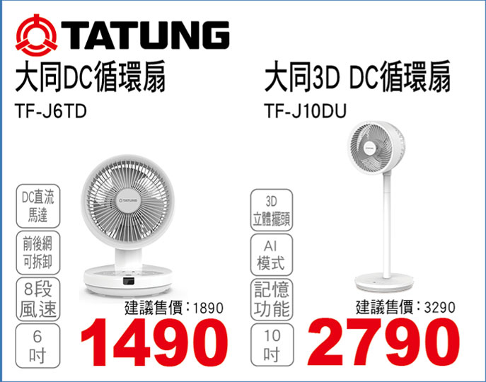大同3D DC直流變頻風扇